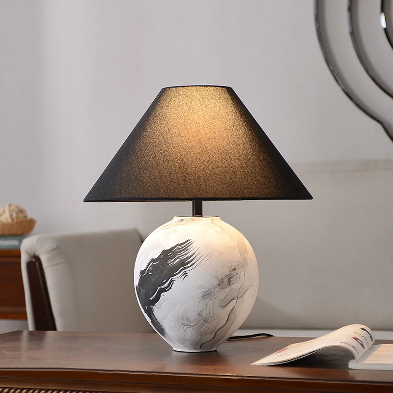 

Ceramic table, living room, bedroom bedside lamp, new Chinese Zen ink painting, ancient style decoration, Japanese-style