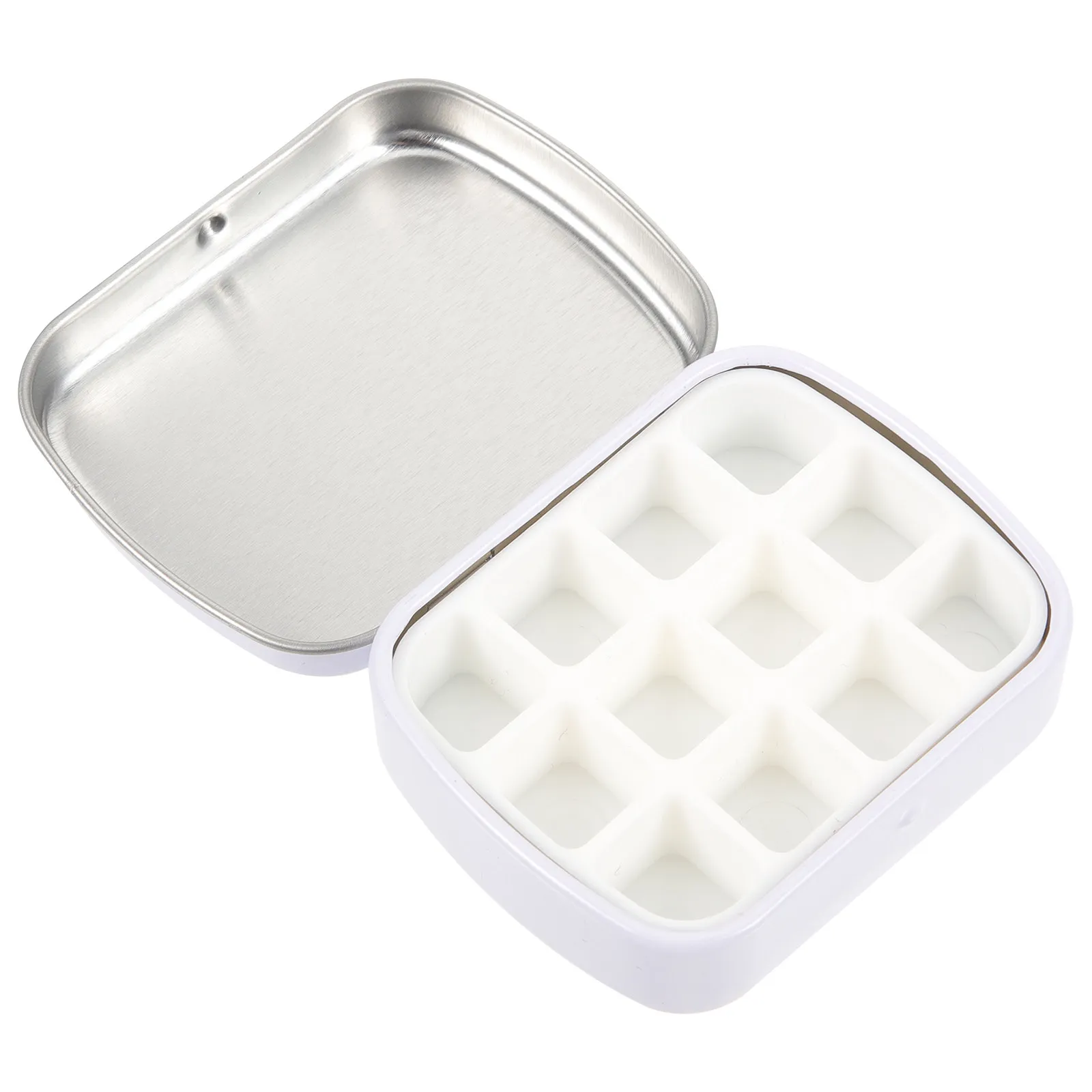 1Set Watercolor Pigment Box Empty Watercolor Tin 12-Grid Paint Pan Paint Pallet Tray Pigment Storage Art Supplies