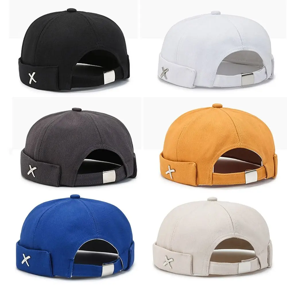 Outdoor Washed Style Brimless Docker Cap Cotton Adjustable Brimless Hat Solid Color Vintage Dome Hat for Boy Girls