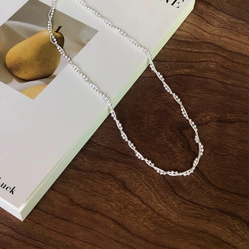 Women's 925 Sterling Silver Double Layer Snake Bone Chain Necklace