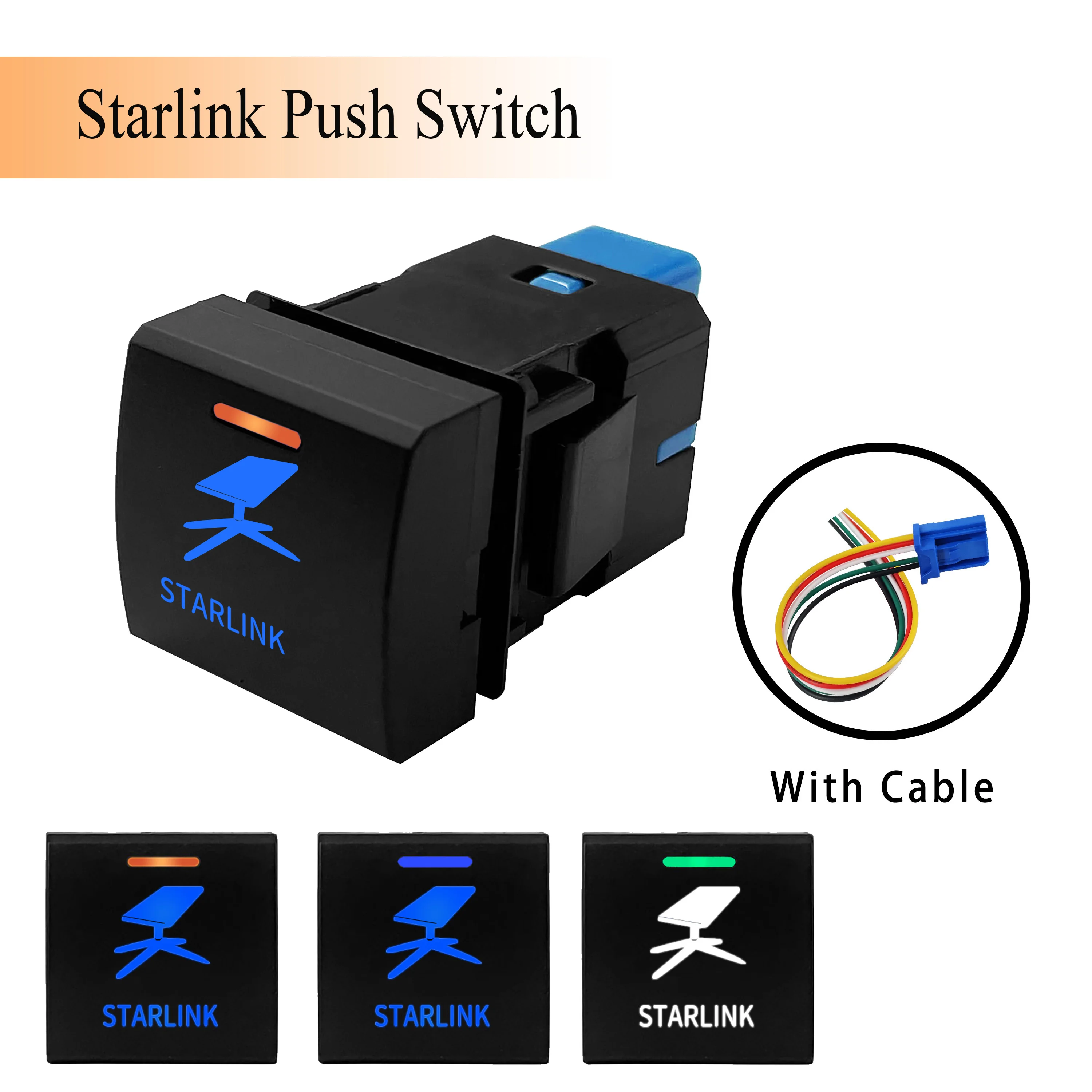 Waterproof 12V/24V Push Switch Blue Orange Green White Light Led Backlight For Toyota Prado Starlink Dish Antenna Router Switch
