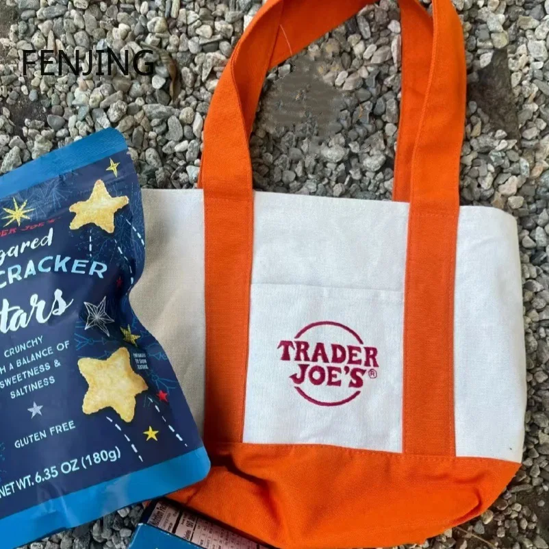 حقيبة تسوق قماشية عصرية، حقيبة يد بخياطة ملونة، حقيبة كتف بسيطة وناعمة ومريحة، حقيبة غداء للتخزين صديقة للبيئة #2