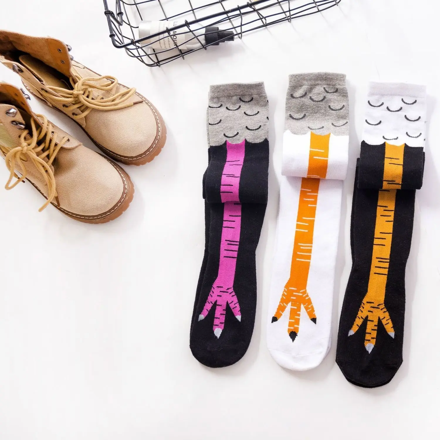 Funny Chicken Paw Stocking Over-knee Pressure Thin Leg Long Stockings Women Spring Autumn Winter Middle High School Girls Socks