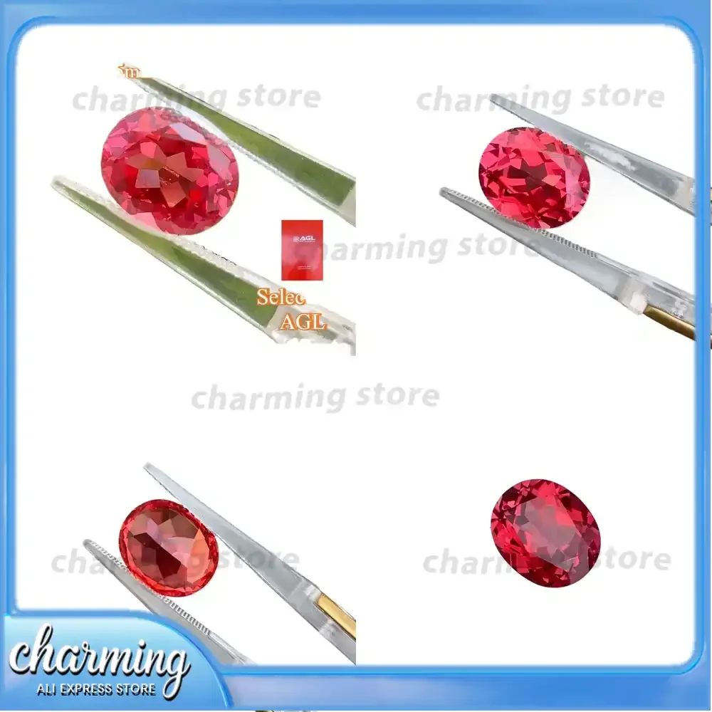 

Lab Grown Sapphire Oval Cut Padparadscha Fire Lotus Color Gemstone for DIY Jewelry Making Materials with AGL Certificate for