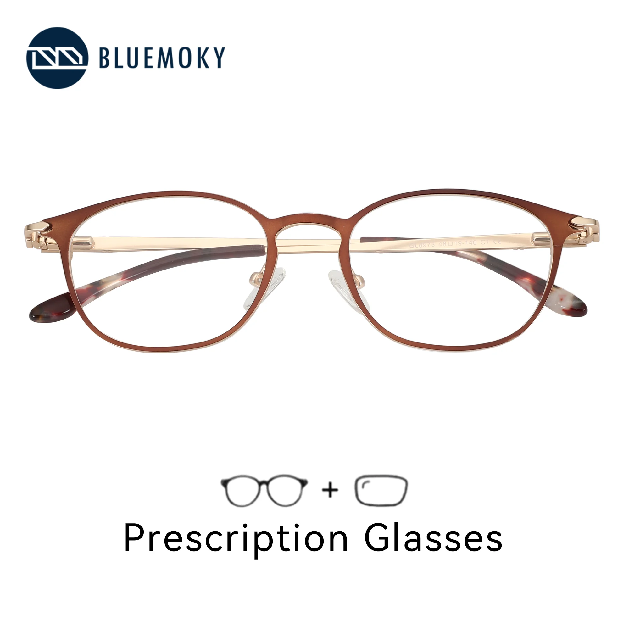 

BLUEMOKY M Size Metal Square Myopia Prescription Glasses For Women And Man Anti Blue Light Progressive Photochromic