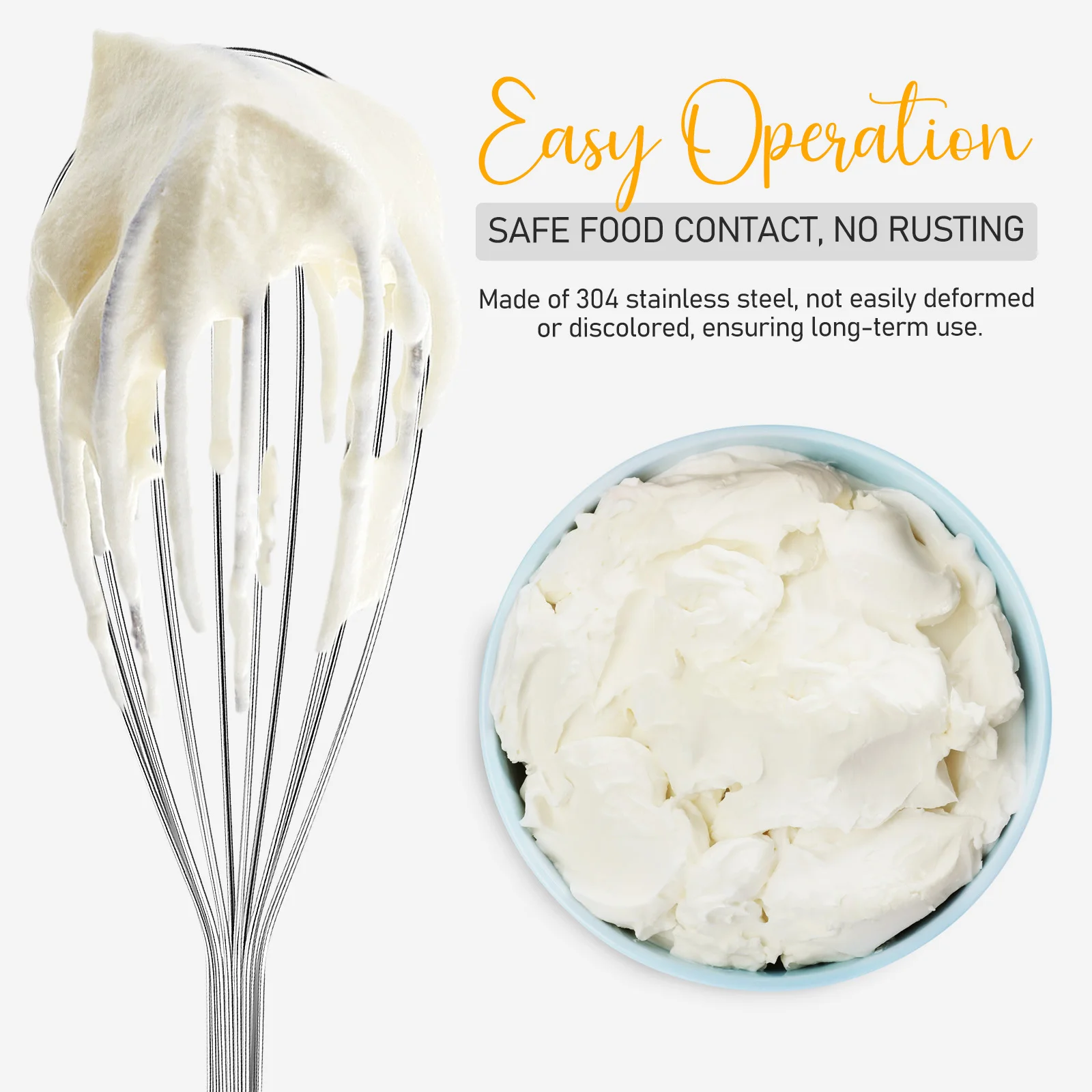 

Silver Stainless Steel 304 Hand Whisk For Cooking Multi-Use Egg Wisking Tool Balloon Whisk Dough Mixer Kitchen Tools Cake