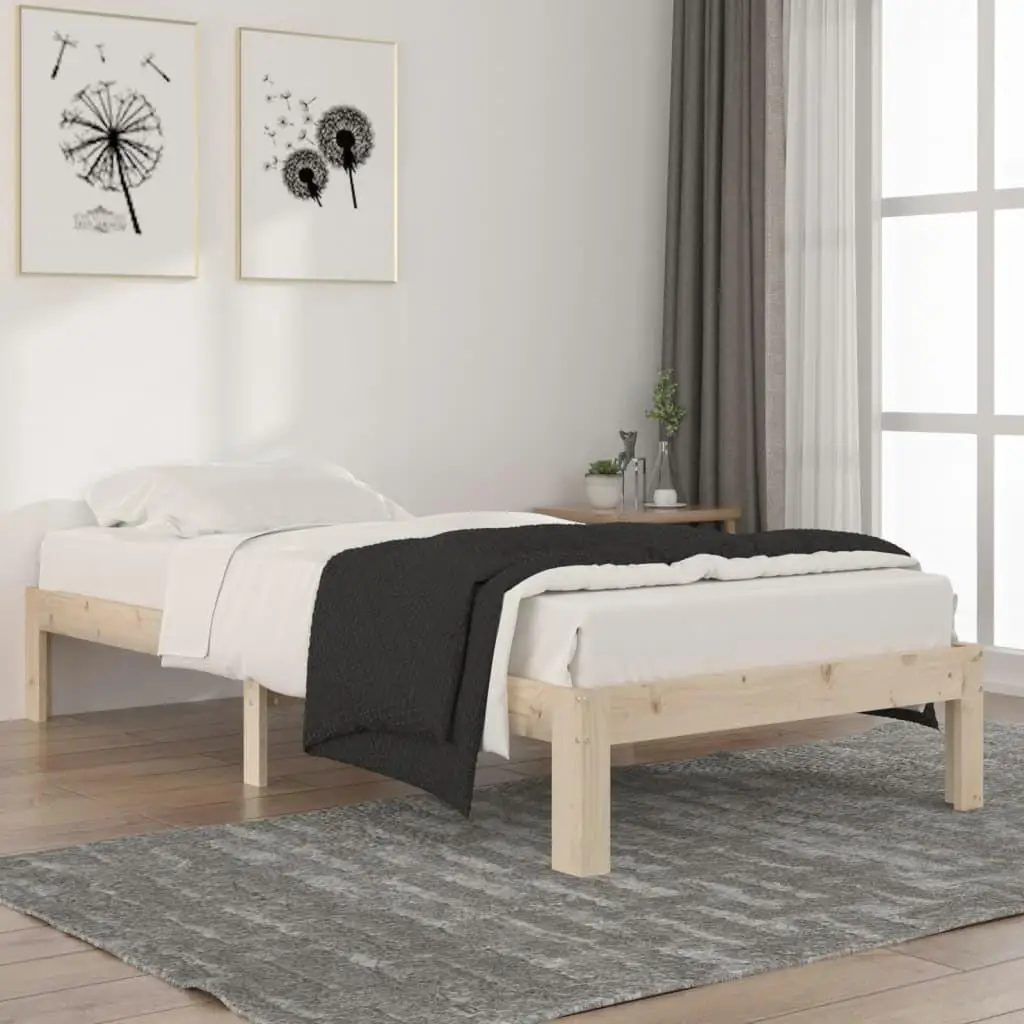 90x200 cm Solid Pine Wood Bed - Durable Massivholzbett for Cozy Bedrooms