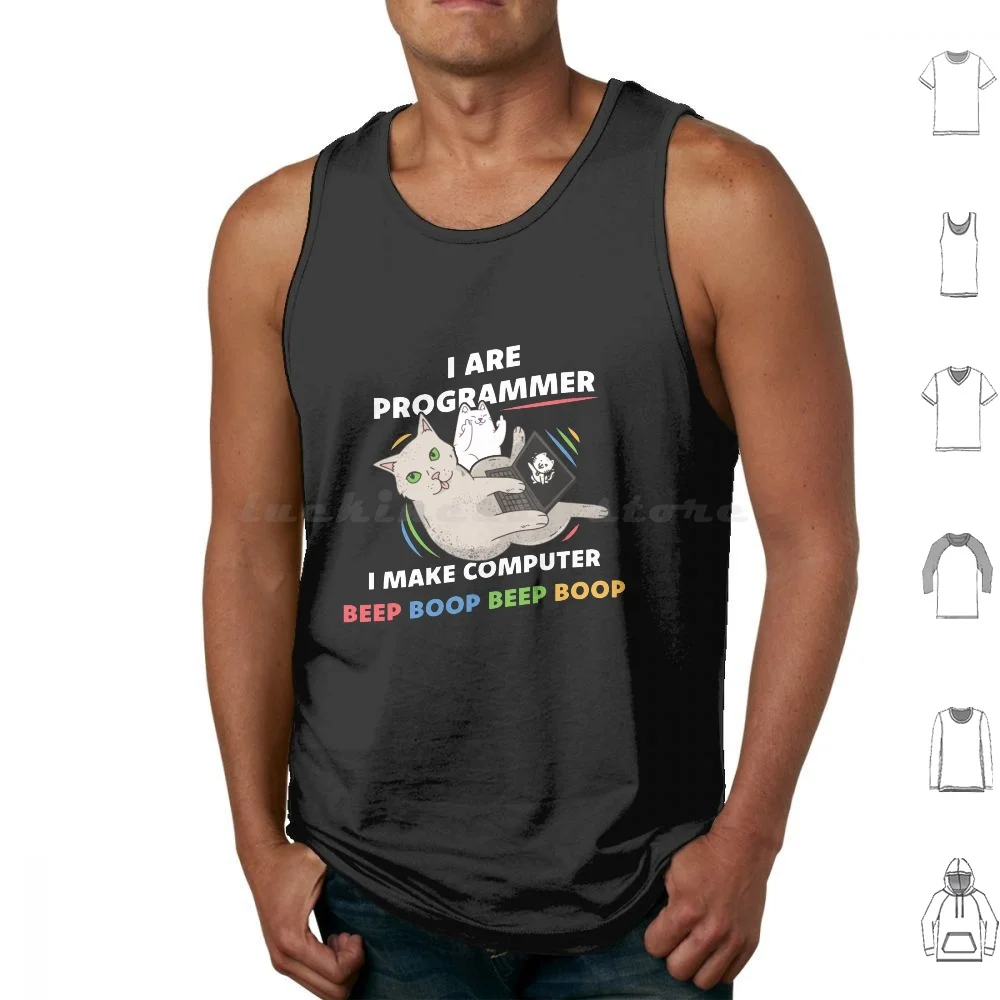 I Are Programmer I Make Computer Beep Boop Cat Tank Tops Print Cotton Coding Coder Code Programming Cat Cat Lover