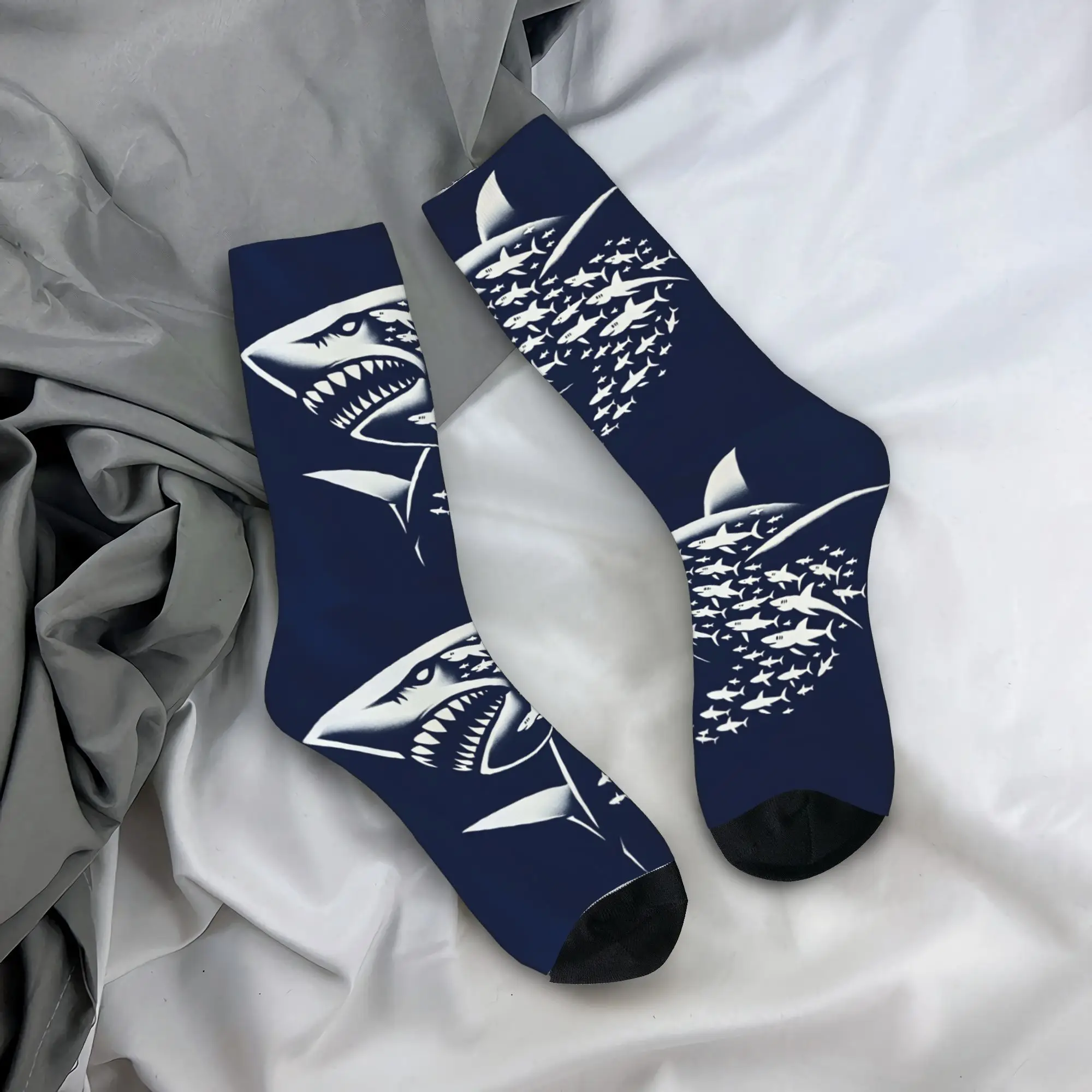 

Creative Shark Silhouette Print Socks Graphic Stockings Anti-Slip Unisex Men Socks High Quality Winter Funny Outdoor Socks