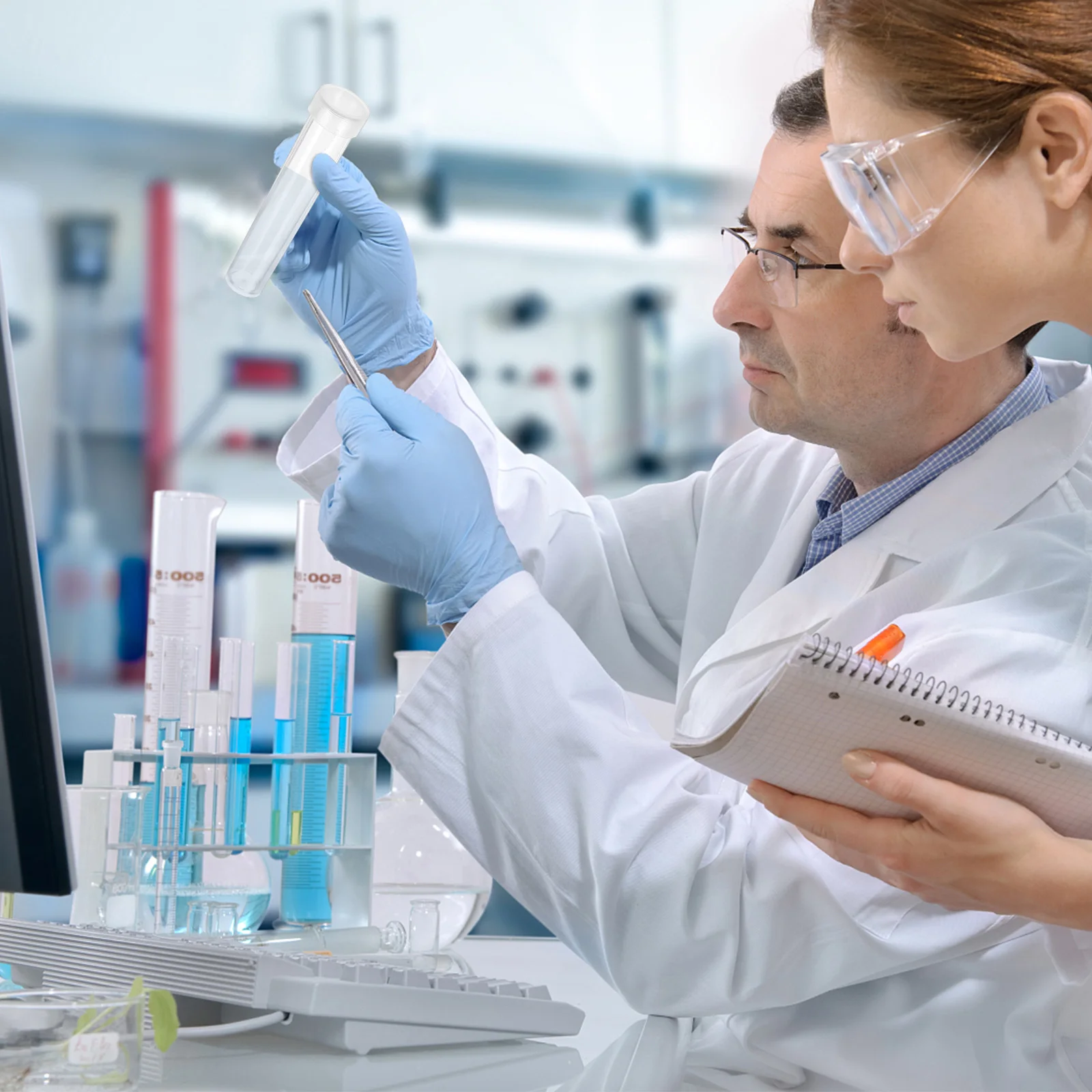 25 pcs Plastic Test Tube Clear Transparent Laboratory Test Tubes With Lid For Experiment Storage Sealed Portable Tubes