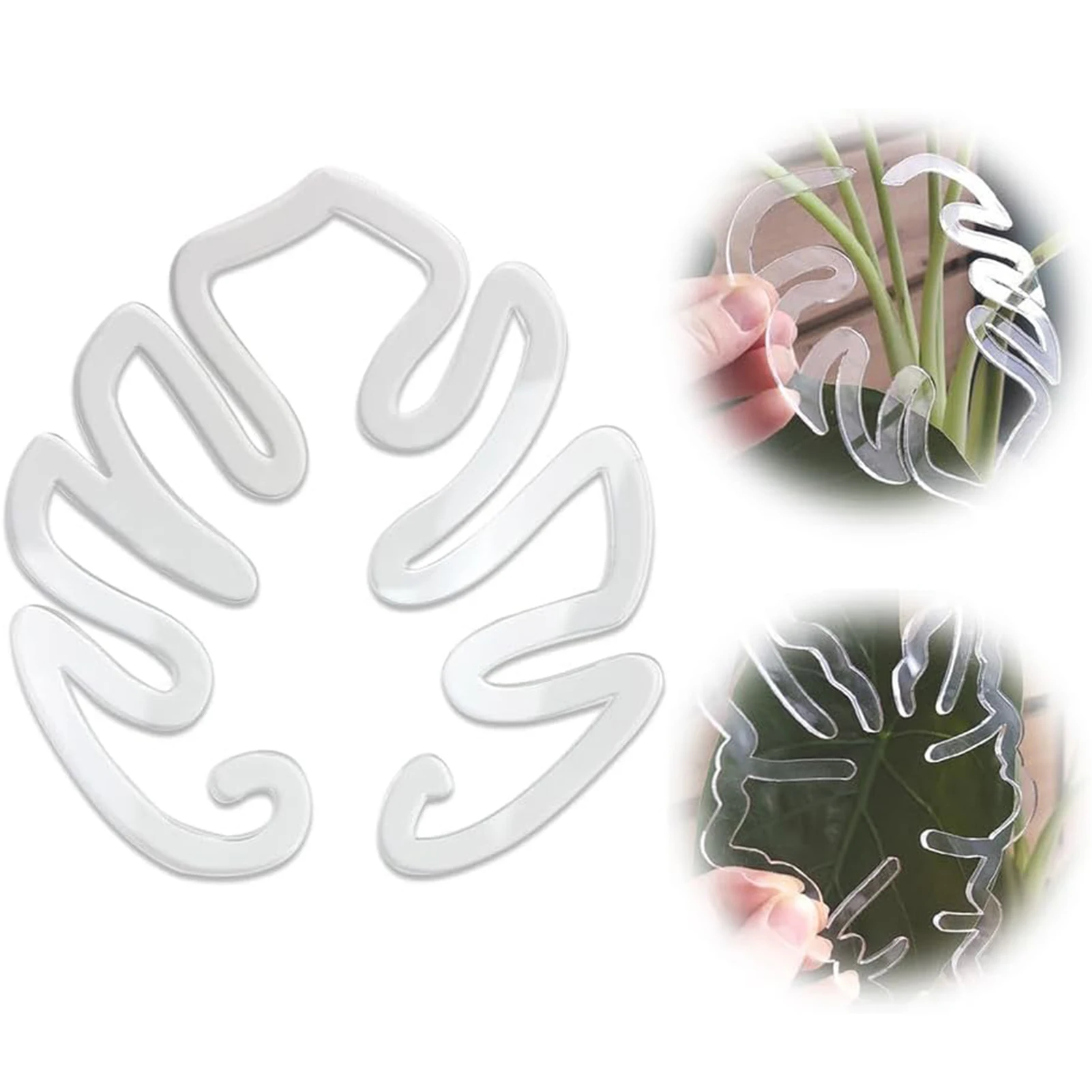 

Plant Support Stakes Transparent Monstera Shaped Plant Stand Reusable Sturdy Flower Stem Holder for Potted Plants Unique Support