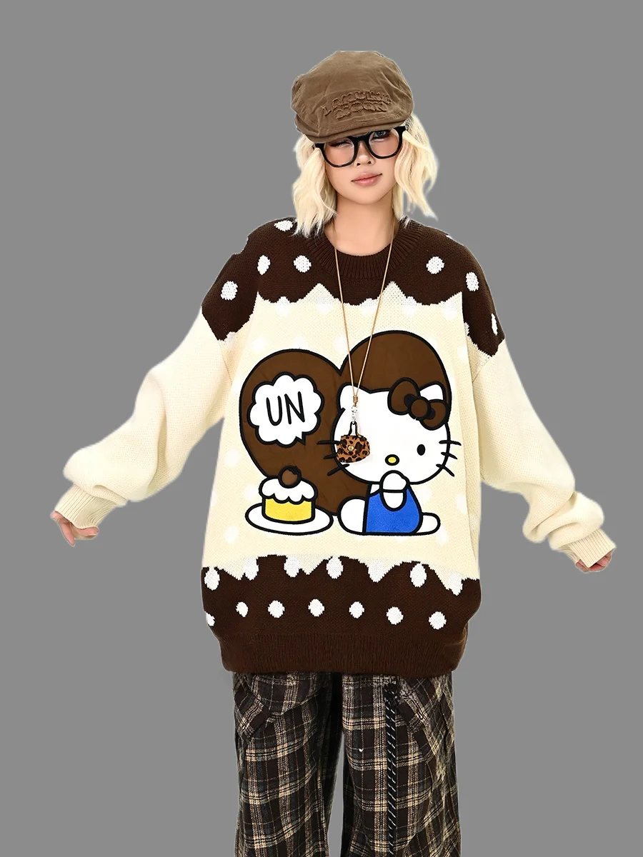 25/26 Nuovo Sanrio Hello Kitty Theme Brutto maglione Festa di Natale Felpa con cappuccio Famiglia oversize per adulti Autunno/Inverno Top