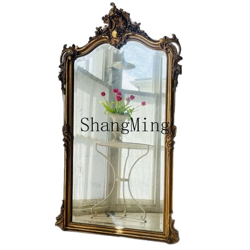 

ZYY retro style full-body mirror carved floor luxury fitting mirror clothing store cloakroom full-length mirror