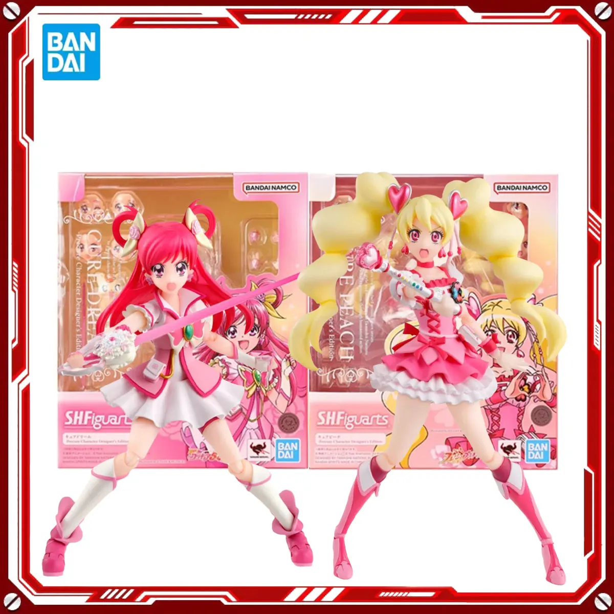 

Bandai Genuine Pretty Cure Anime Model Kits Cure Peach Momozono Love Cure Dream Yumehara Nozom Toys SHF Action Figure Assembly