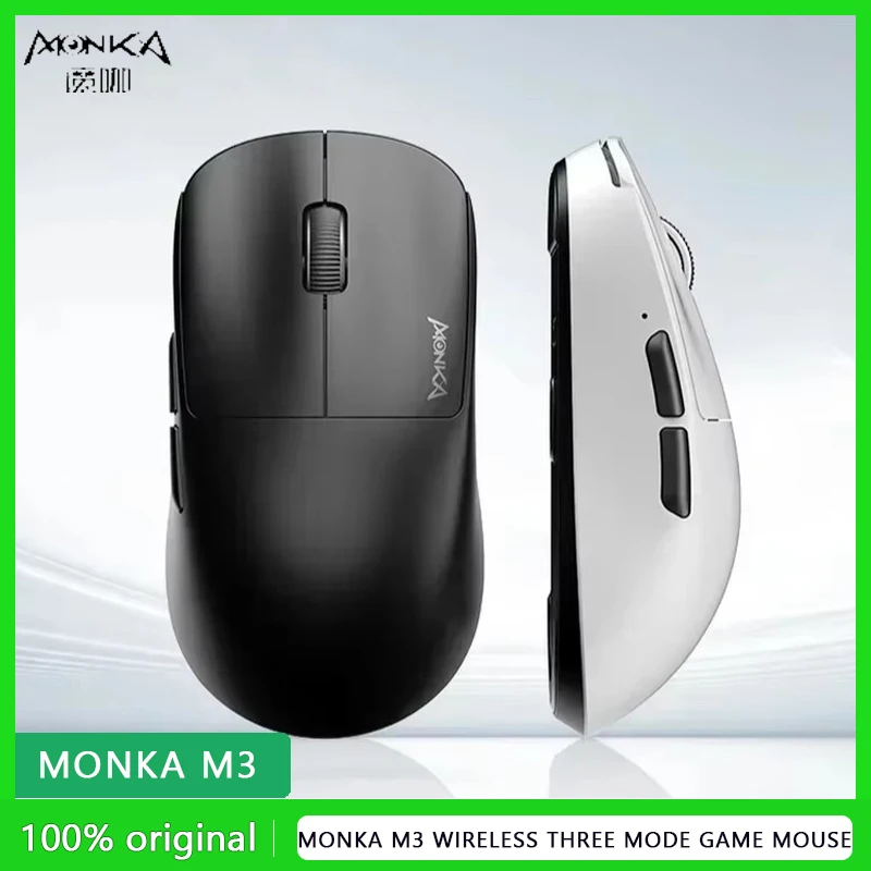 

Беспроводная трехрежимная игровая мышь Monka M3, 2,4 ГГц, Bluetooth, проводная, для электроспорта, 3395 лёгкая, подарки, портативная мышь, периферийные устройства для компьютера