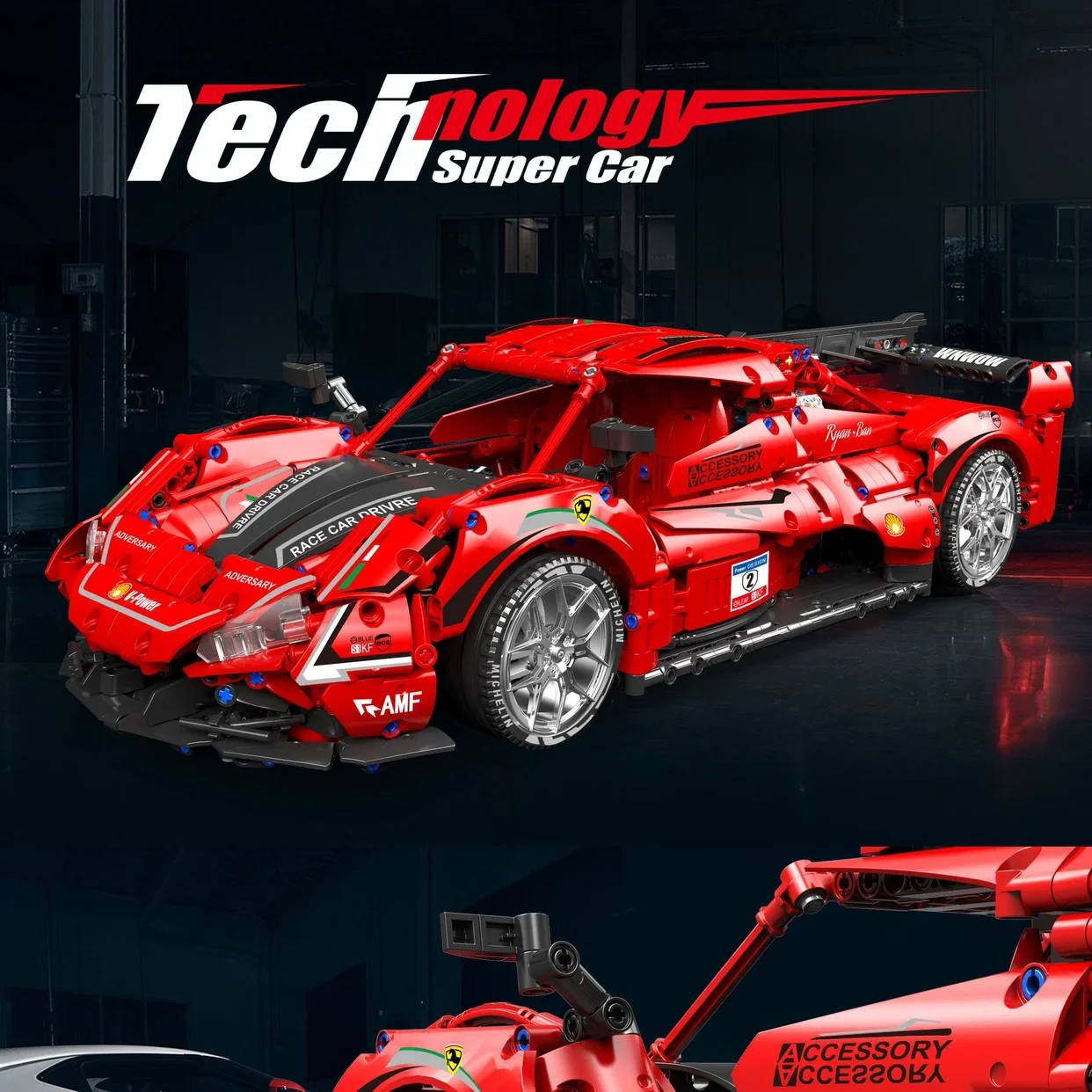 

2369PCS New Style 1:10 Ferra Daytona GT SP3 Technical Car Building Blocks Supercar Racing Vehicle Bricks Toy For Adult Kids Gift