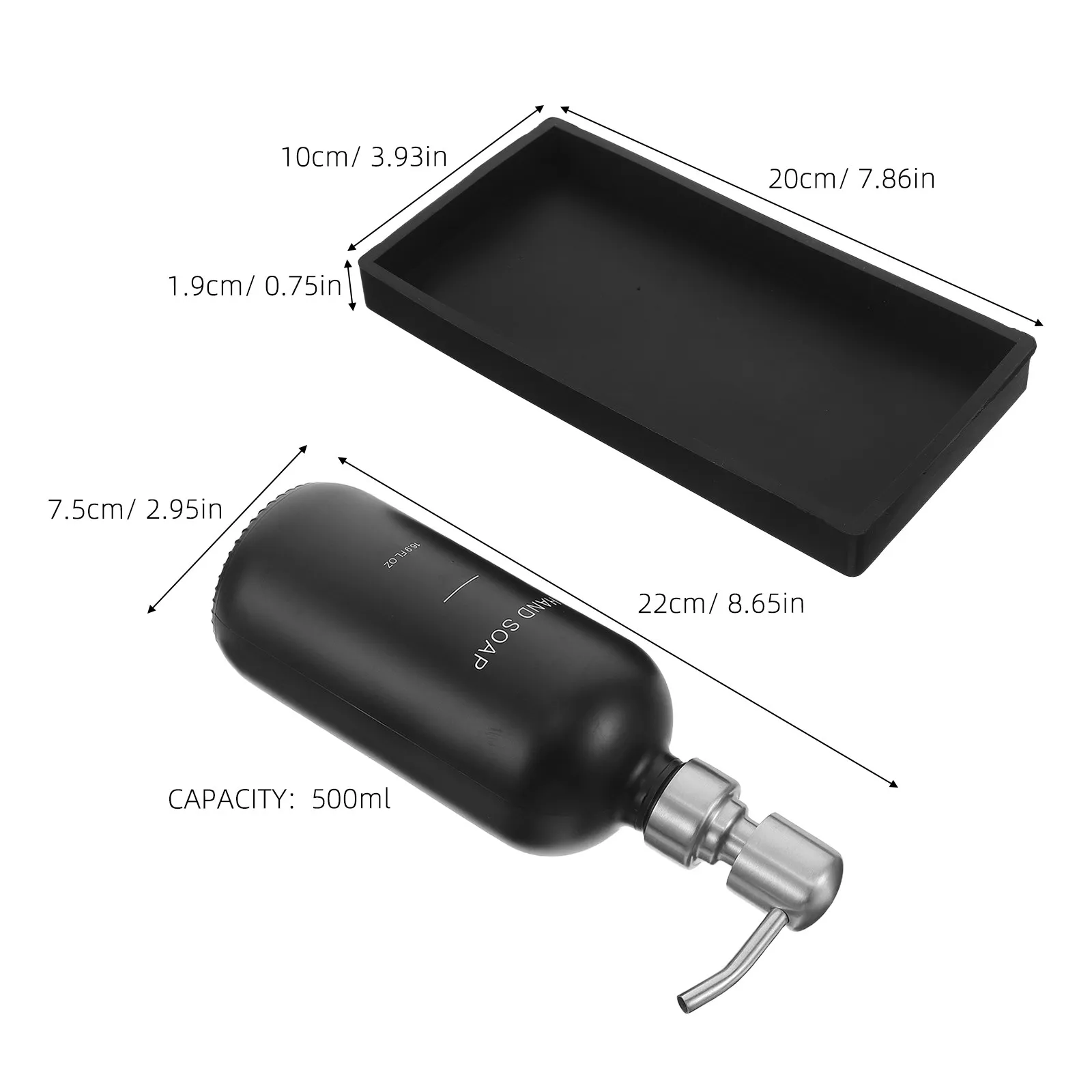 1Set Glass Soap Dispenser Set 16.9oz Refillable Leakproof Kitchen Sink Bathroom Bottle Stainless Steel Pump Soap Tray