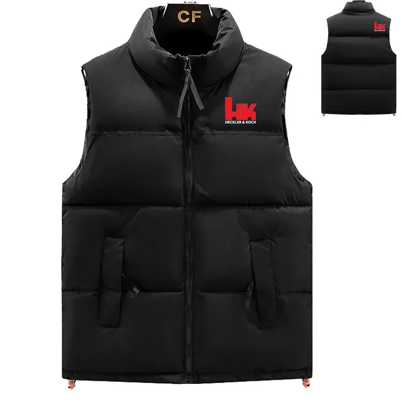 New Men's down cotton jacket Hk Heckler Koch No Compromise print High quality Color contrast sleeveless Men's down jacket