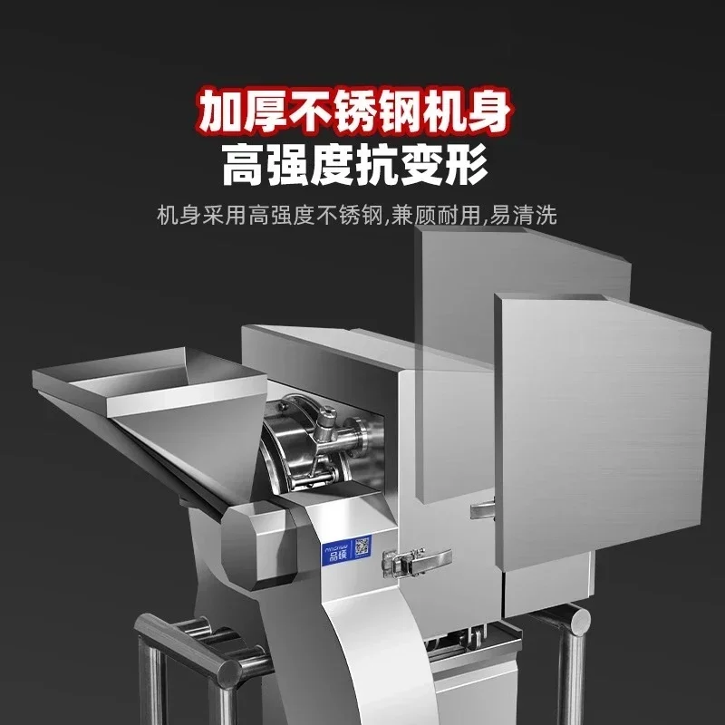 Commerciële bevroren vlees dobbelstenen machine 3D dobbelstenen machine vlees granulator centrifugaal vlees cutter bamboescheuten dobbelstenen machine