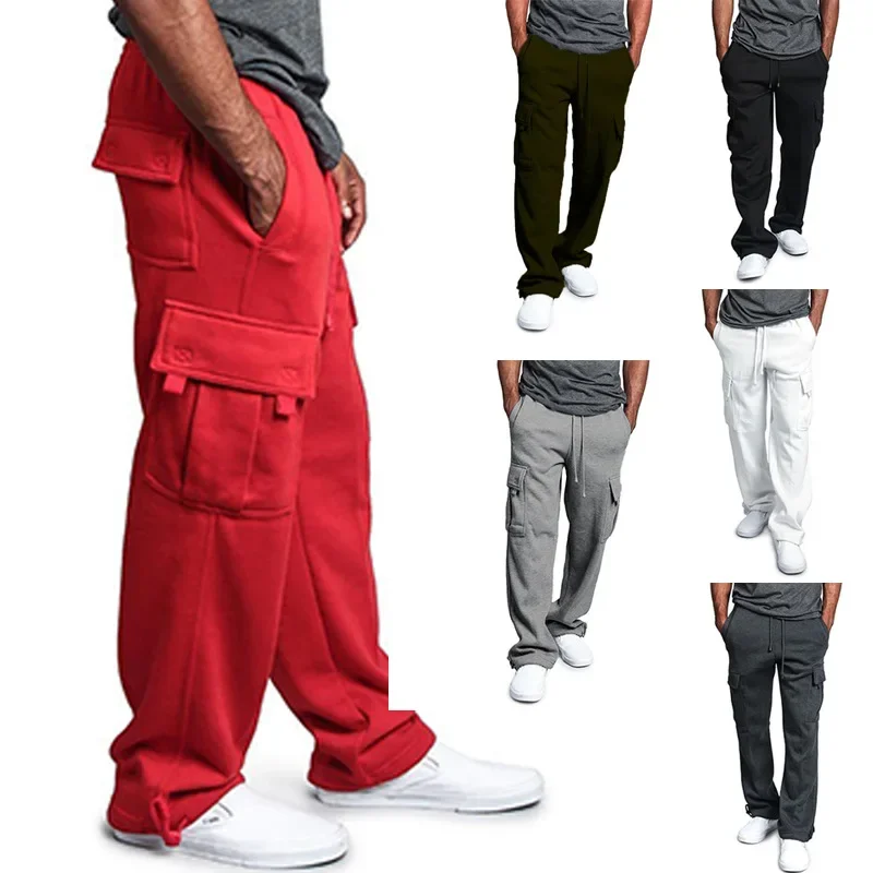 

Men's New Multi-pocket Work Pants Son of Europe and The United States High Street Retro Casual Drawstring Pants Men Clothing