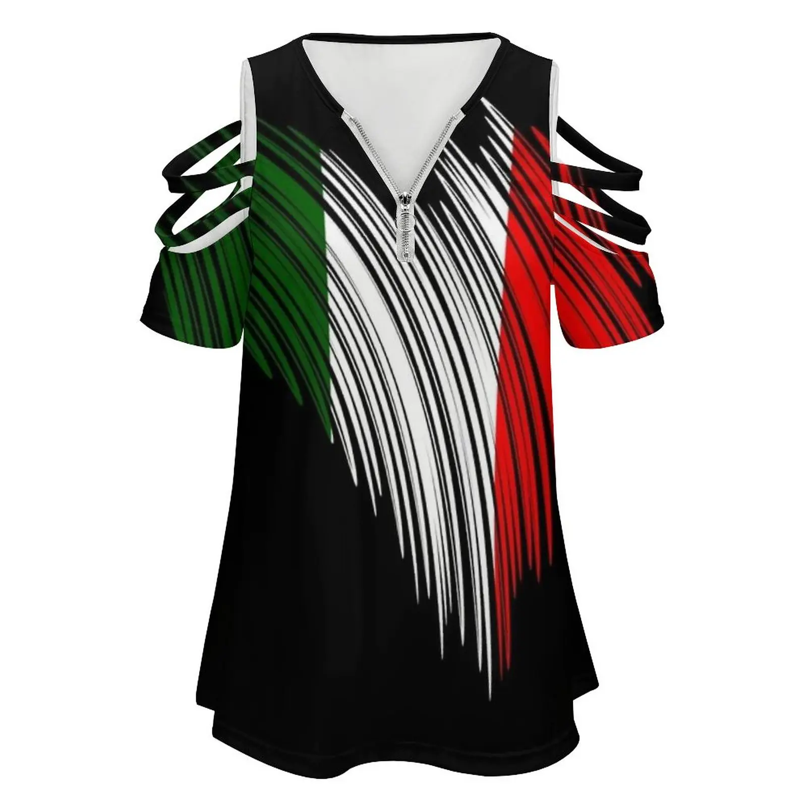 Italian Flag Italy Gift Idea Women Zipper Sexy Printed Vintage T Shirts Tops Full Print T-Shirt Vatican Italian Spaghetti World