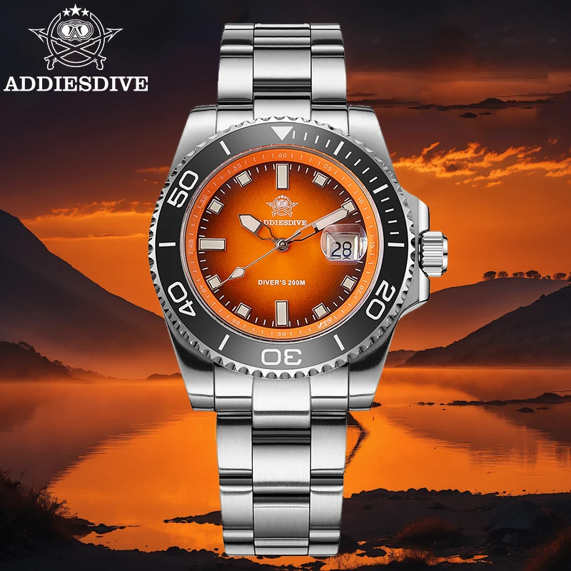 

ADDIESDIVE 41mm Watch Men New 316L Stainless Steel Ceramic Bezel AR Coated Glass Luminous Waterproof 200m Diving Quartz Watch