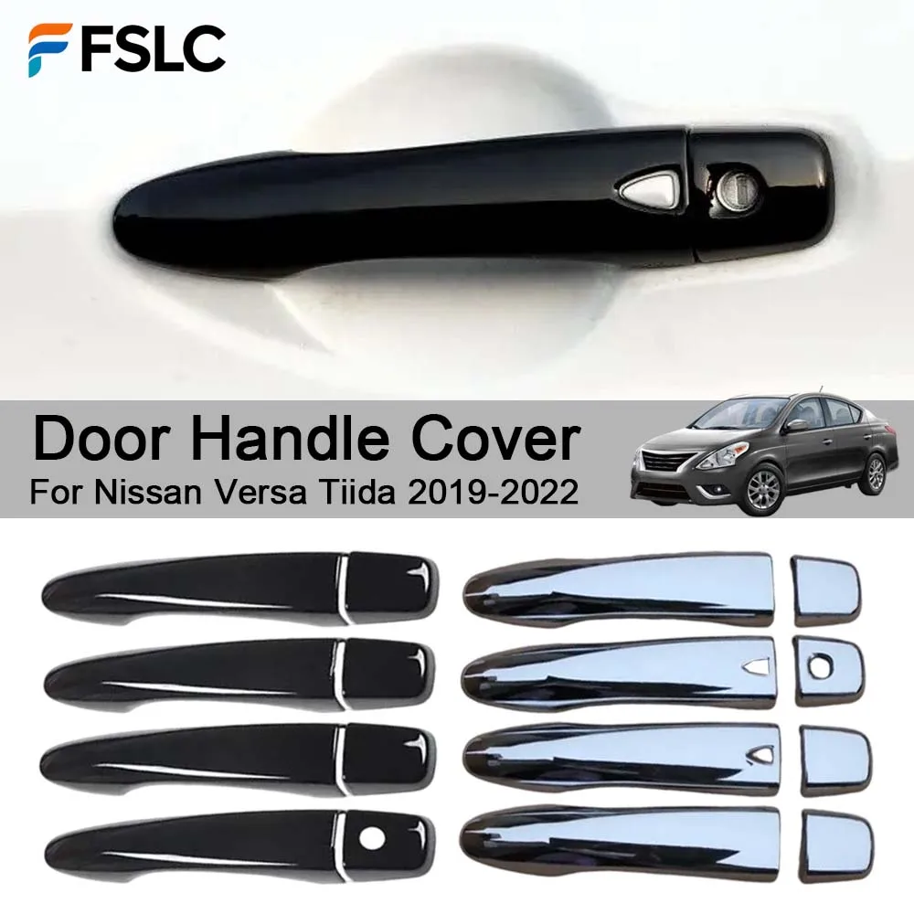 

Car Decoration Door Handle Cover For Nissan Versa Tiida 2019-2022 Silver Black Car Styling Accessories Upgrade