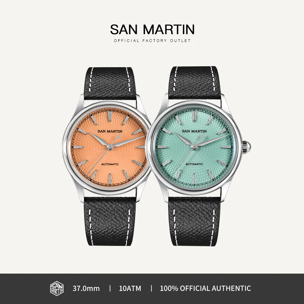 San Martin 37mm Dress Men Watch ST1812 Automatic Movement Luxury Steel Mechanical Watches Couple Gifts Waterproof 10Bar SN0110