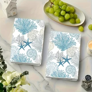2-Pack Starfish Coral Kitchen Towels, Dish Towels, Hand Towels, Holiday Decorative Hand Towels, Soft Absorbent Drying Cloth, Kitchen Decoration, Table Decoration, Kitchen Supplies, Home Decor