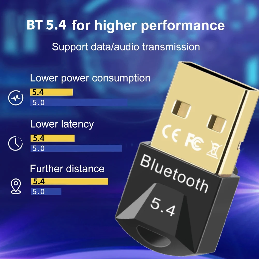 Usb Bluetooth 5.4 Adapter Draadloze Bt 5.3 Ontvanger Dongle High Speed Zender Mini Bluetooth Usb Adapter Voor Pc Laptop