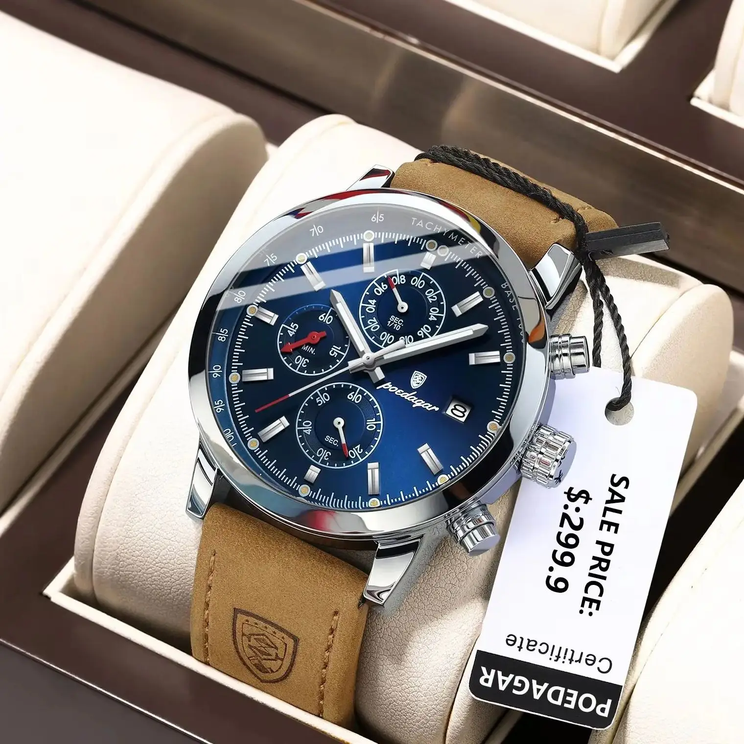 

POEDAGAR модные роскошные часы для мужчин водостойкие светящиеся кожаные мужские наручные часы хронограф дата военные кварцевые мужские часы