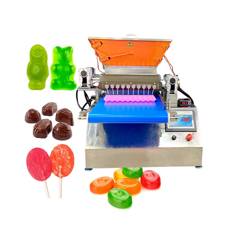 Machine de moulage automatique multifonctionnelle de table pour chocolats, gelées et bonbons, avec ligne de dépôt