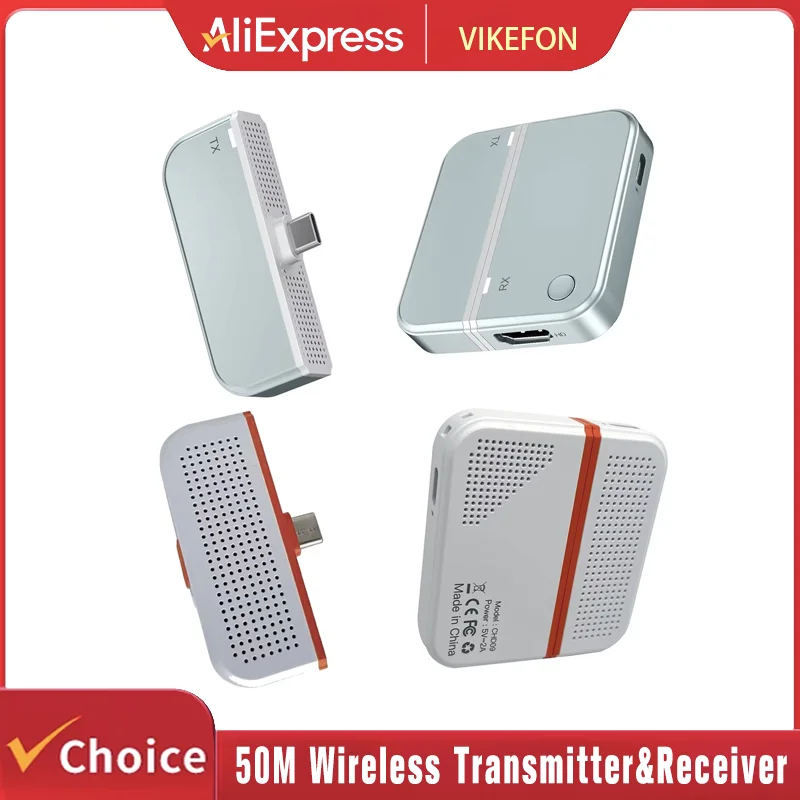 

50m Type C HDMI-Compatible Wireless Video Transmitter Receiver Extender Adapter TV Stick Dongle for PC Phone TV Monitor Laptop