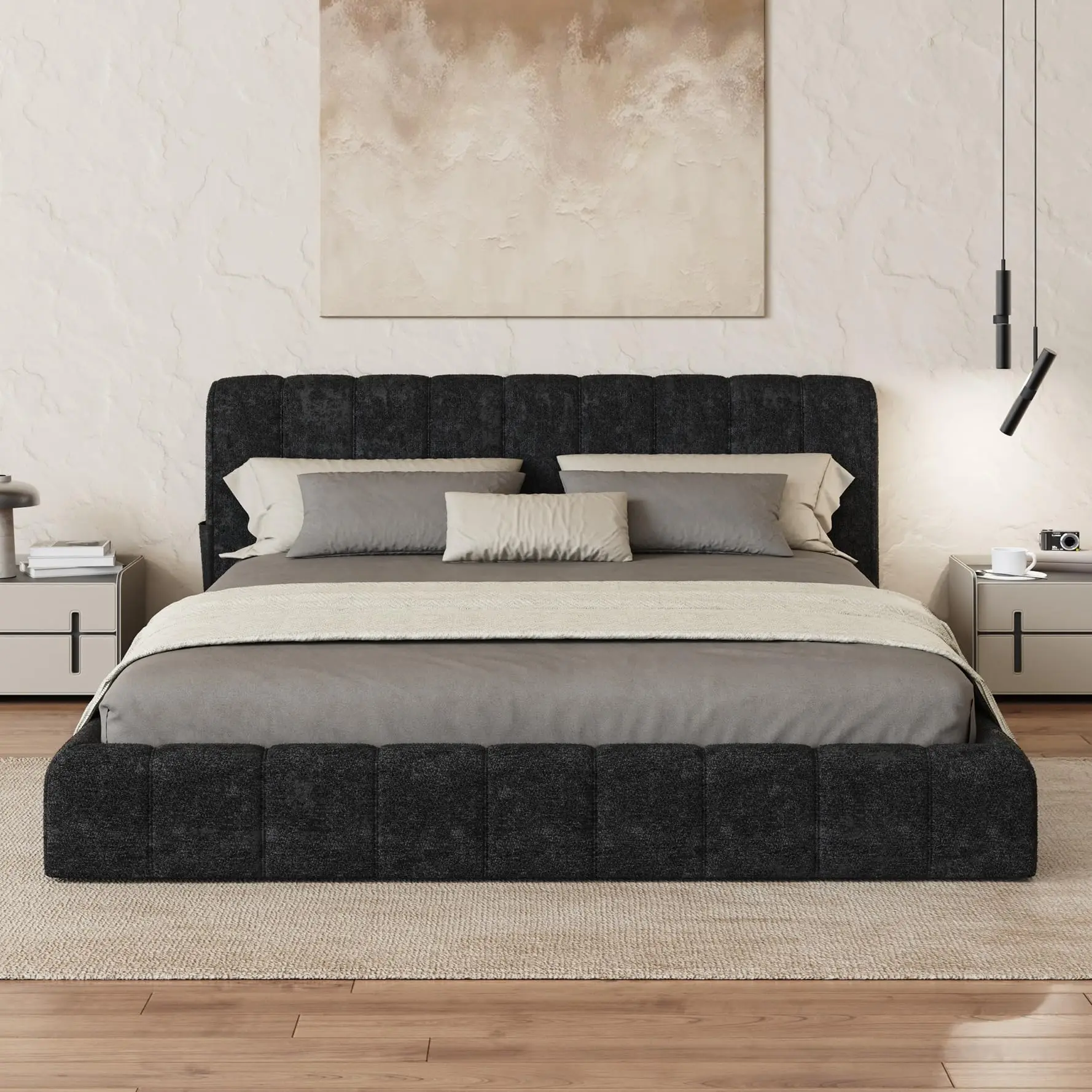Full Size Boneless Bed Frame with Padded Headboard
