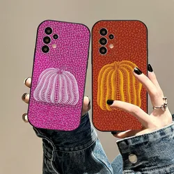 Yayoi Kusama Pumpkin Phone Case For Samsung S24,23,23,22,30,21,10,9,Note20 Ultra,Lite,Ultra,5G,Plus,FE,Black Soft Case