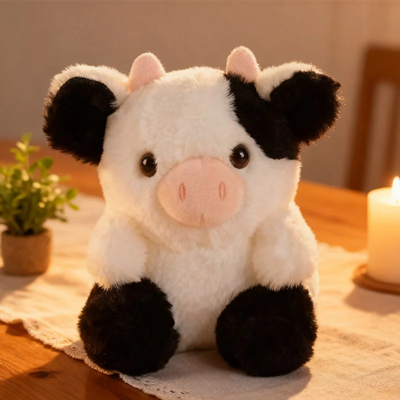 Juguetes de peluche de vaca lechera de 20cm, muñecos de animales súper suaves y agradables para la piel, artículos decorativos de escritorio exquisitos, regalos de cumpleaños para amigos