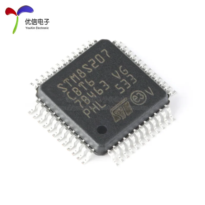 5PCS original authentic STM8S207CBT6 LQFP-48 24MHz/128KB flash memory / 8-bit microcontroller -MCU