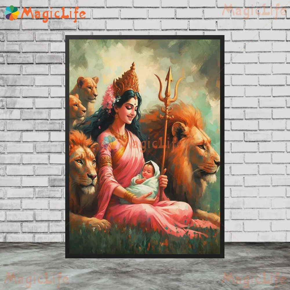 Vintage Kali Goddess Parvati Indian Religion Mythology Wall Pictures For Living Room Poster Wall Art Canvas Painting Unframed