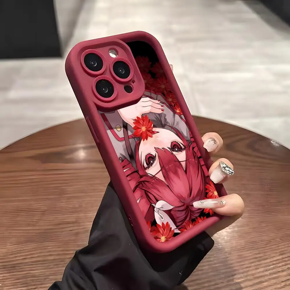 K-Kasane Teto Handyhülle für iPhone Air 17 Pro Max 16 E 15 14 Pro Max 13 12 11 Mini Plus Weiche Silikon Weinrote Hülle