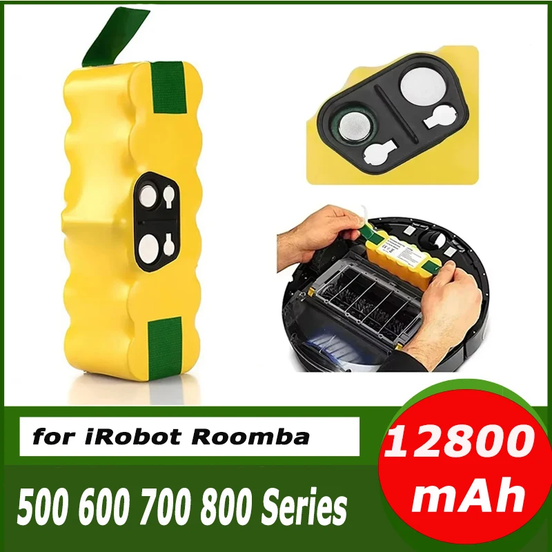 Replacement 14.4V 12.8Ah NI-Mh Battery for iRobot Roomba 500 600 700 800 Series 555 560 580 620 630 650 760 770 780 790 870 880