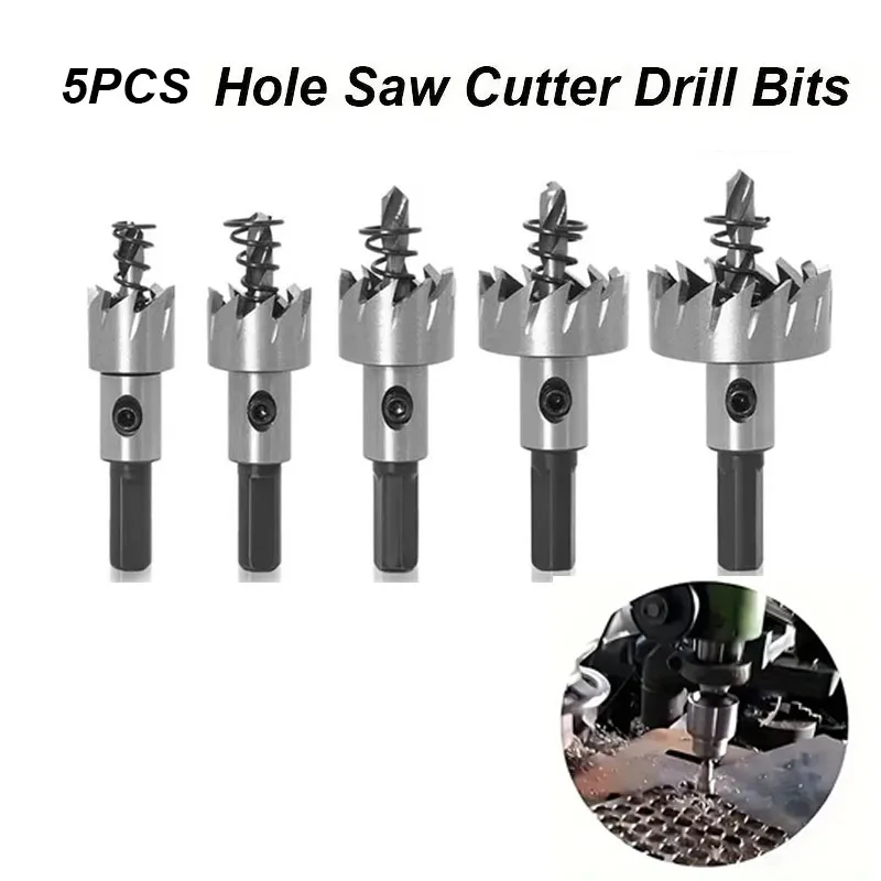 

5pcs/set HSS Drill Bit High Speed Steel Carbide Tip Hole Saw Tooth Cutter Metal Drilling Woodwork Cutting Metal Alloy Kit