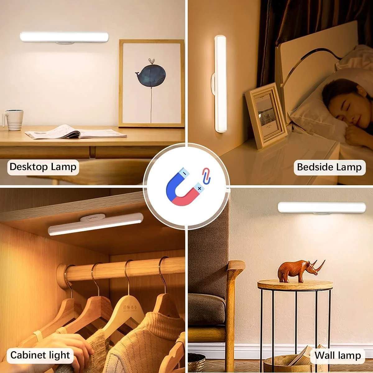 360° Rotatable Magnetic Vanity Light LED Night Light Portable RechargeableWall Lamp For Bedroom Bedside Lamp Touch Switch