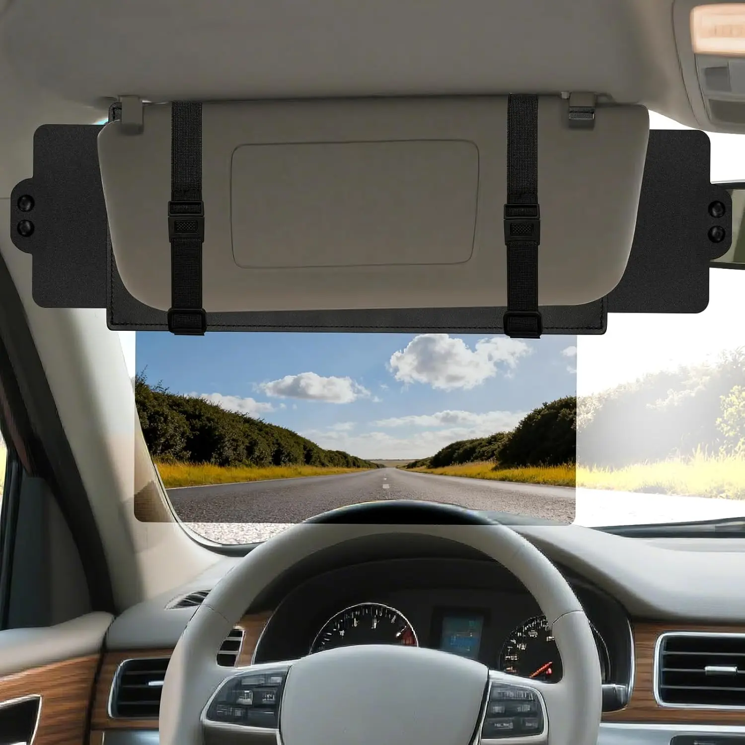 

Polarized UV400 PC Lens Car Sun Visor Extender, Anti-Glare Side Sunshade for Safe Driving