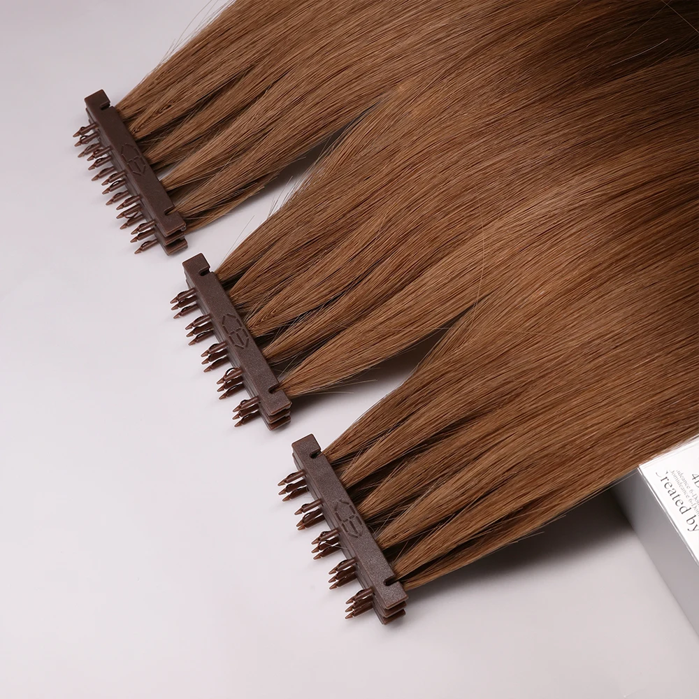 6D Human Hair Extensions Hidden Hair Extensions Fast Installation and Removal 3st Generation 6D Human Hair for Women Color #4