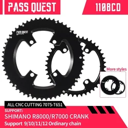 PASS QUEST 110bcd Chainring for Shimano 105 R7000 R8000 110 bcd Double Road chain ring 46/33T 48/35T 50/34T 52/36T 53/39T 54/40T