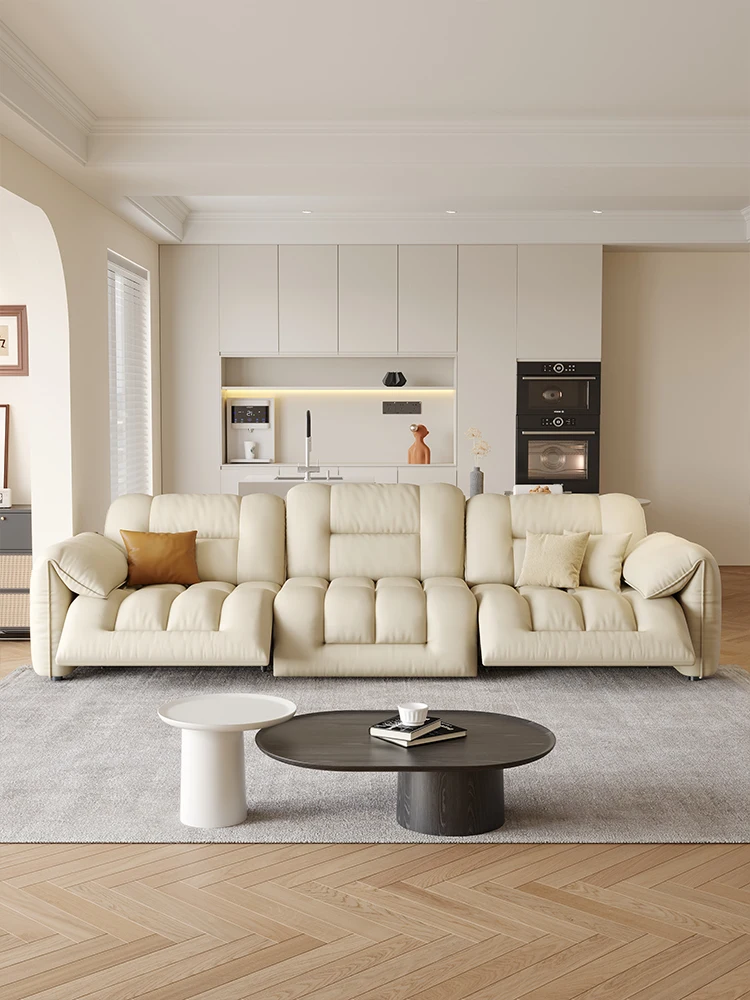 Leather function electric sofa living room first layer cowhide modern simple first class