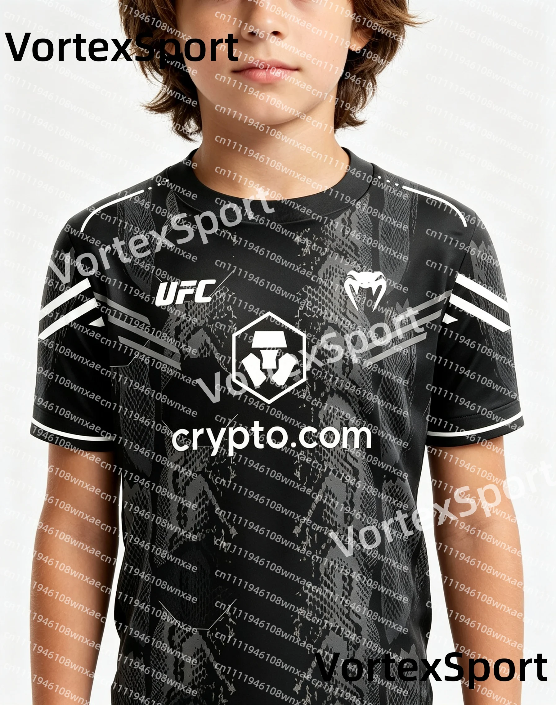 Neu eingetroffen: Kinder- und Herren-UFC-Box-T-Shirt, schnelltrocknend, alle Größen, Kurzarm, Rundhalsausschnitt, für Boxtraining und Fitness. – Detail 4