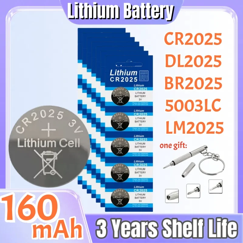 5-120PCS  Coin Cells Batteries CR 2025 DL2025 BR2025 LM2025 ECR2025 3V Percormance Lithium Button Battery For Watch Remote Key
