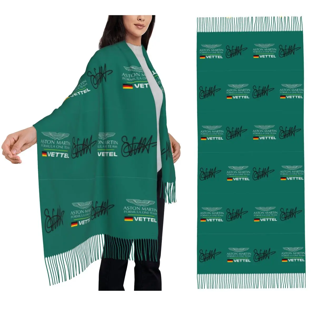 Sebastian Vettel, Aston Martin, 5, F1 2022 Scarf Tassel Scarves Women Soft Warm Shawls and Wraps Large Fall Winter Shawl Wrap
