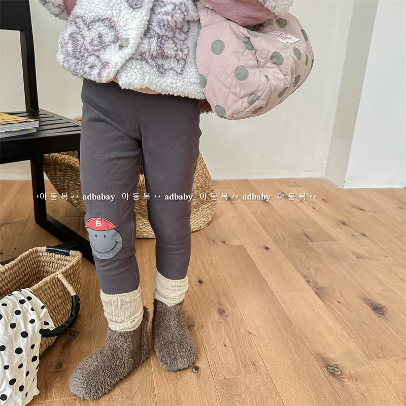 Winter New Children Cartoon Fleece Leggings Cotton Toddler Warm Tights Baby Girls Casual Pants Kids Plus Velvet Thick Trousers